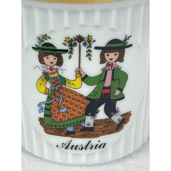 Souvenir Coffee Mug Schlogl Vienna Austria Boy Girl Design Fluted White Porcelai - Picture 10 of 11